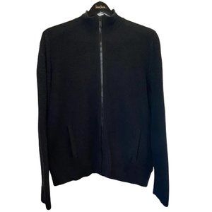 Calvin Klein Sweater Mens XL Long Sleeve Black Jacket Textured Full Length Zip